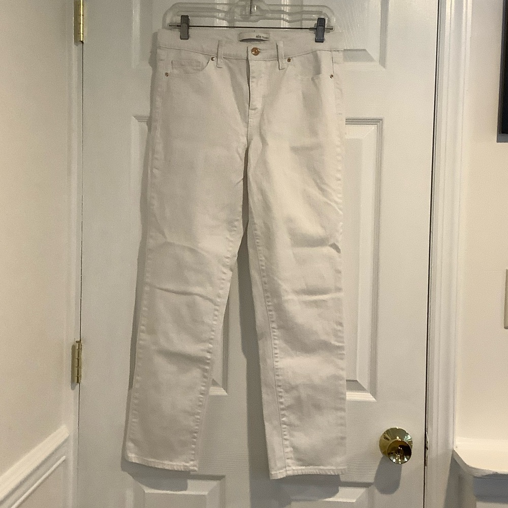 ELLA MOSS Womens White Neutral Stretch Minimalist Capsule Straight Leg Jeans 6